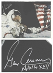 Gene Cernan Signed Moon Landing Artwork -- As Commander of the Apollo 17 Mission, Cernan Was the Last Man to Walk on the Moon -- With Novaspace COA